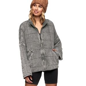 FREE PEOPLE DUPE Quilted Zip-Up Jacket by forever 21